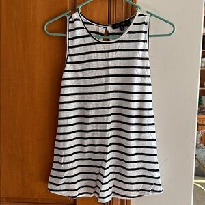 Sanctuary Monochrome Striped Knit Tank Keyhole Back and Tie Hem